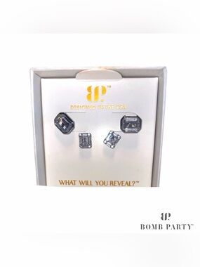 Bomb Party April Birthday Earrings, 2026, Hematite ER24795